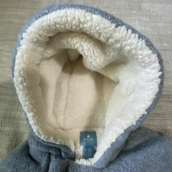 Gap Baby 3-6 mths Light Heather Grey Sherpa Lined Fleece Bundler-3-6 mths - Picture 3 of 13
